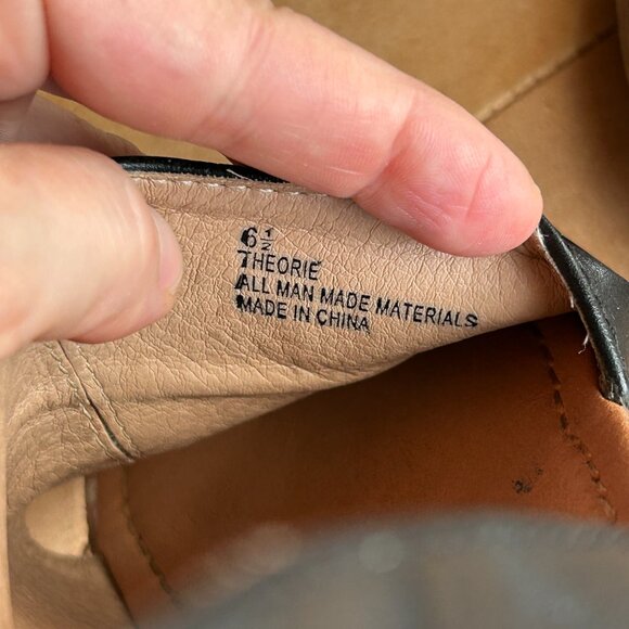 Theorie Black Leather Open-Toe Mules Minimal Modern Vegan Leather Sandal, 6.5 - Picture 8 of 12